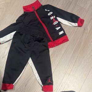 Jordan Kids Black and Red Joggers baby boy jacket and pants set